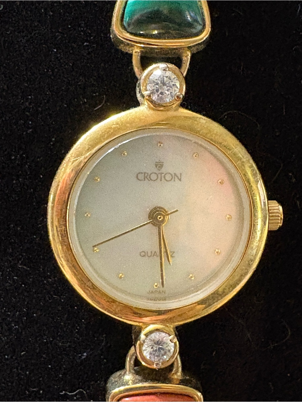 Croton Gold-Tone Women's Bracelet Watch with gem stone band